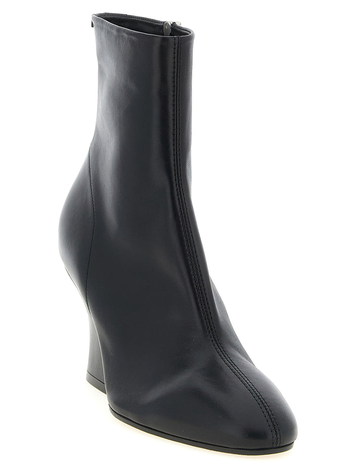 Jil Sander 100% calfskin leather ankle boot in black — view 2