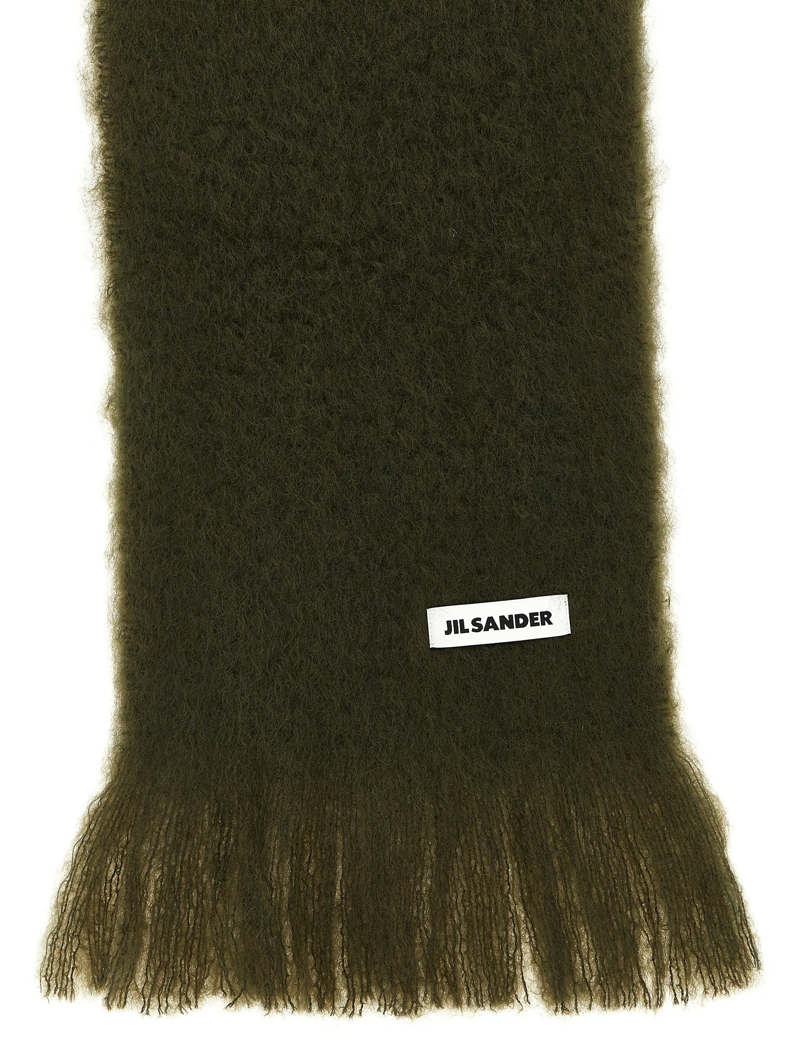 Jil Sander 73% mohair wool scarf in green — view 2