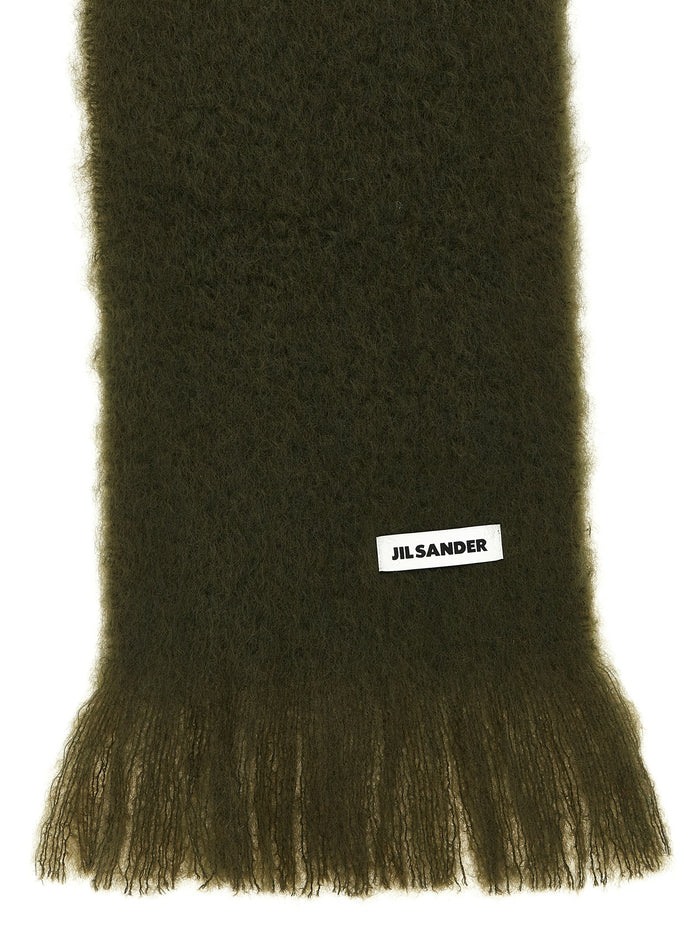 Jil Sander 73% mohair wool scarf in green — view 2