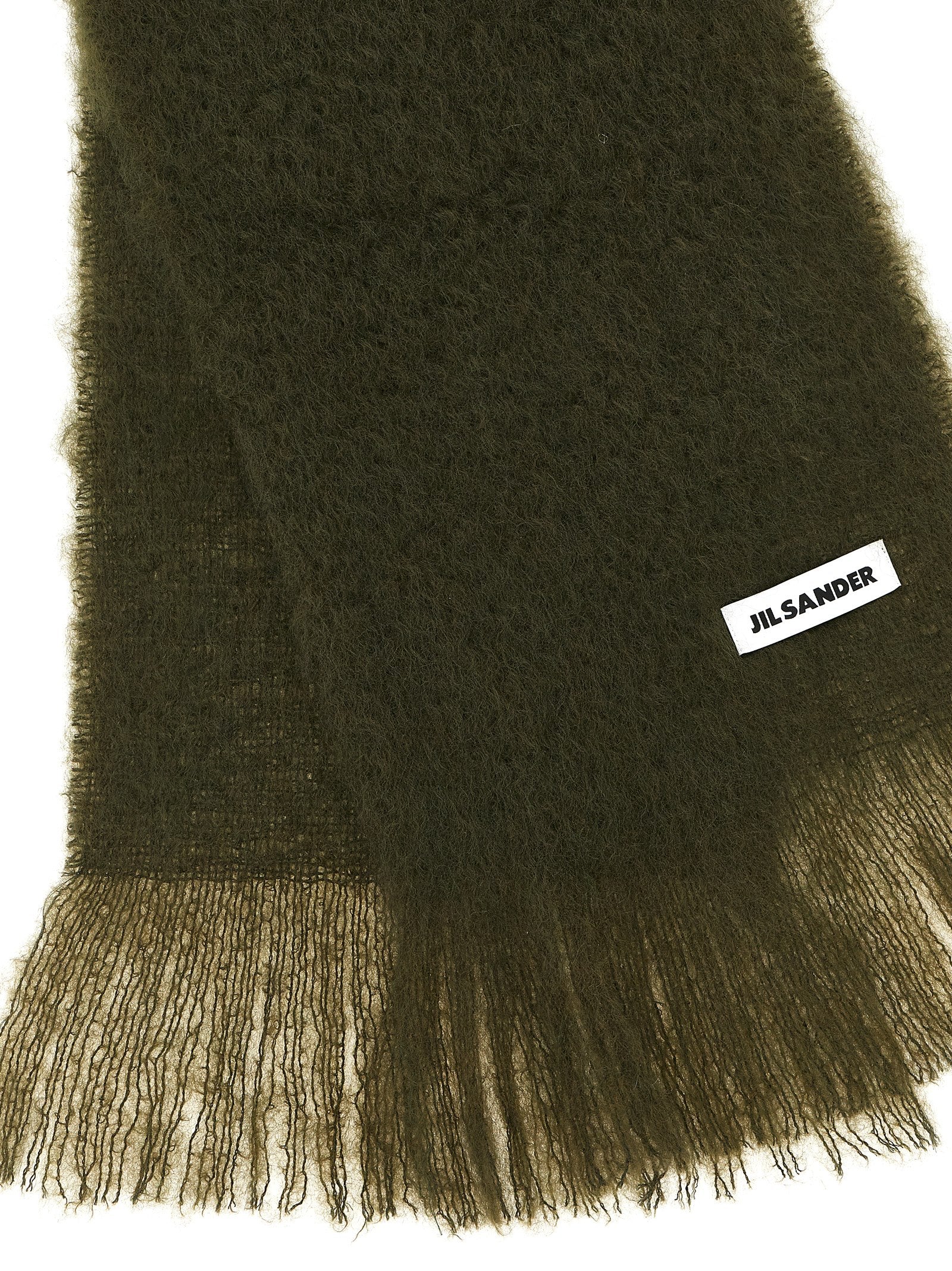 Jil Sander 73% mohair wool scarf in green — view 3