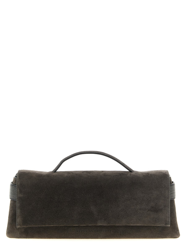 Brunello Cucinelli 100% calfskin leather clutch in brown