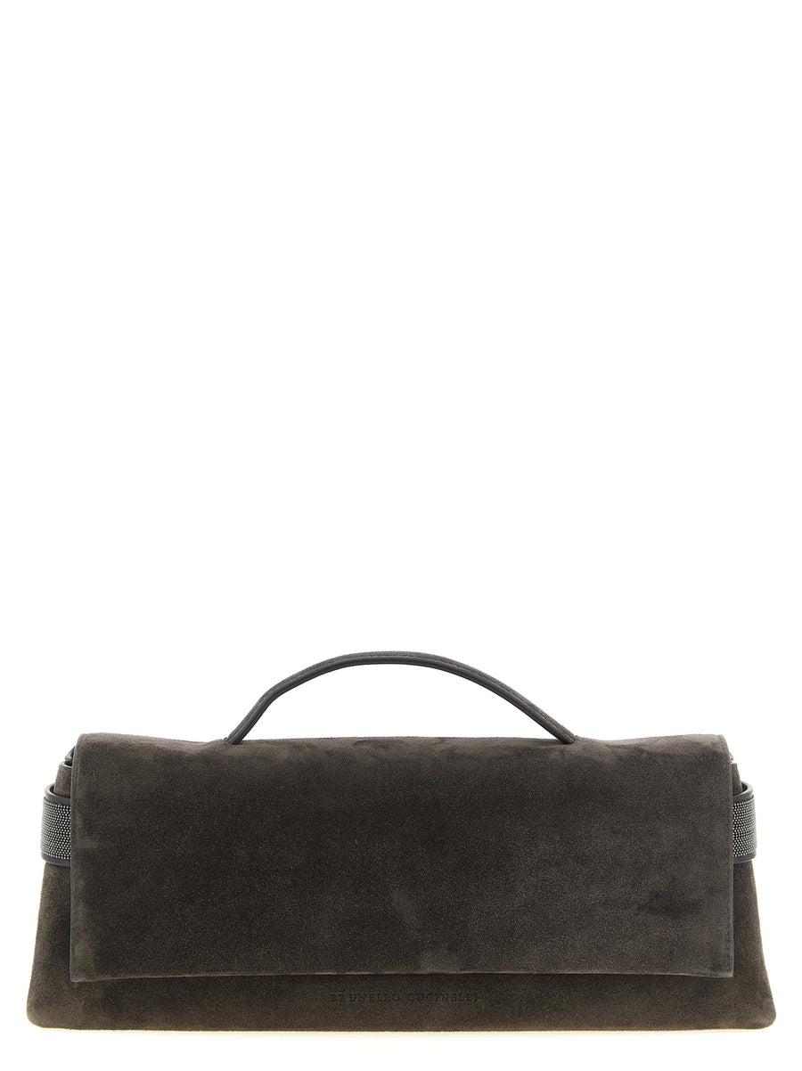 Brunello Cucinelli 100% calfskin leather clutch in brown