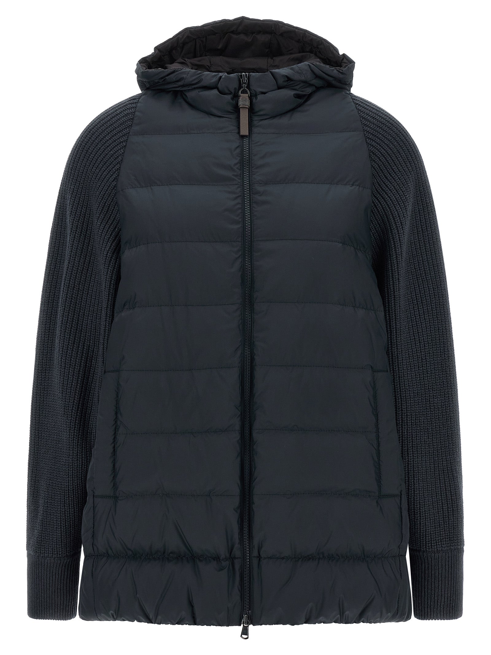 Brunello Cucinelli 100% Polyester (exterior); wool down jacket in blue