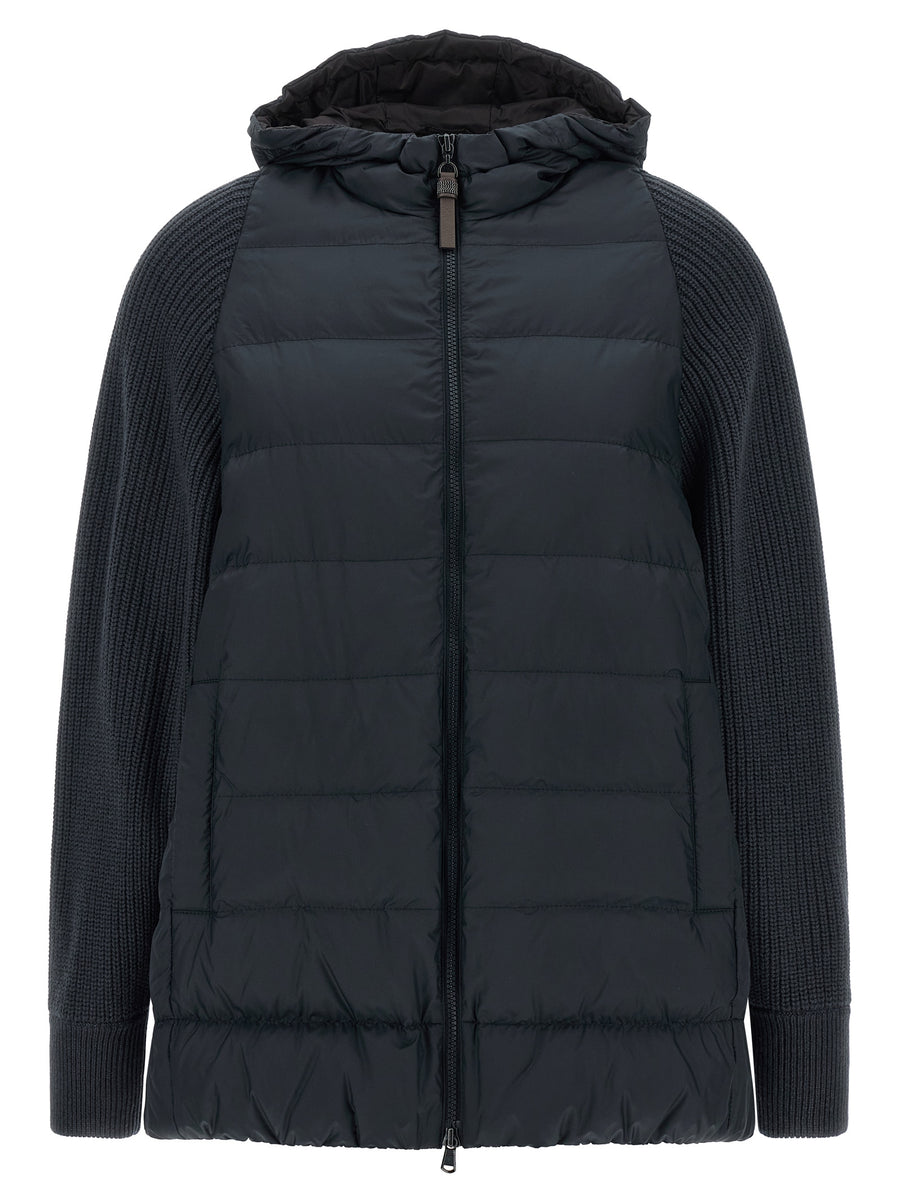 Brunello Cucinelli 100% Polyester (exterior); wool down jacket in blue