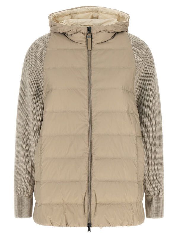 Brunello Cucinelli Nylon shell 100% Polyester; sleeves virgin wool down jacket in beige