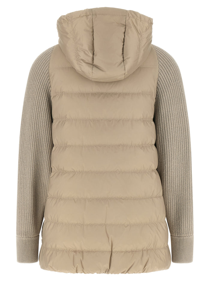 Brunello Cucinelli Nylon shell 100% Polyester; sleeves virgin wool down jacket in beige — view 2