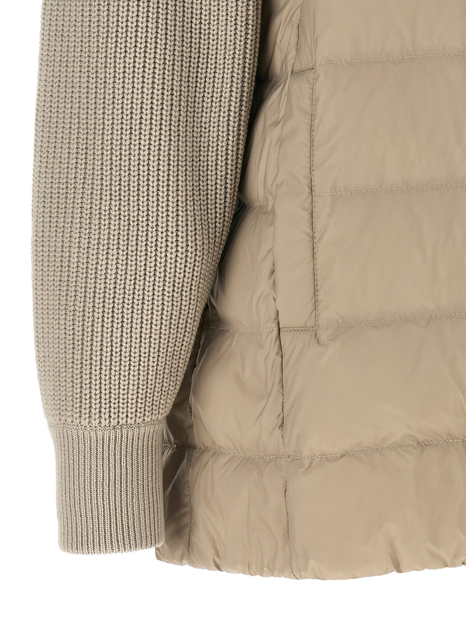 Brunello Cucinelli Nylon shell 100% Polyester; sleeves virgin wool down jacket in beige — view 4
