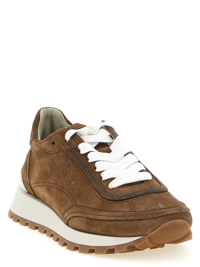 Brunello Cucinelli 100% calfskin leather sneaker in brown — view 2