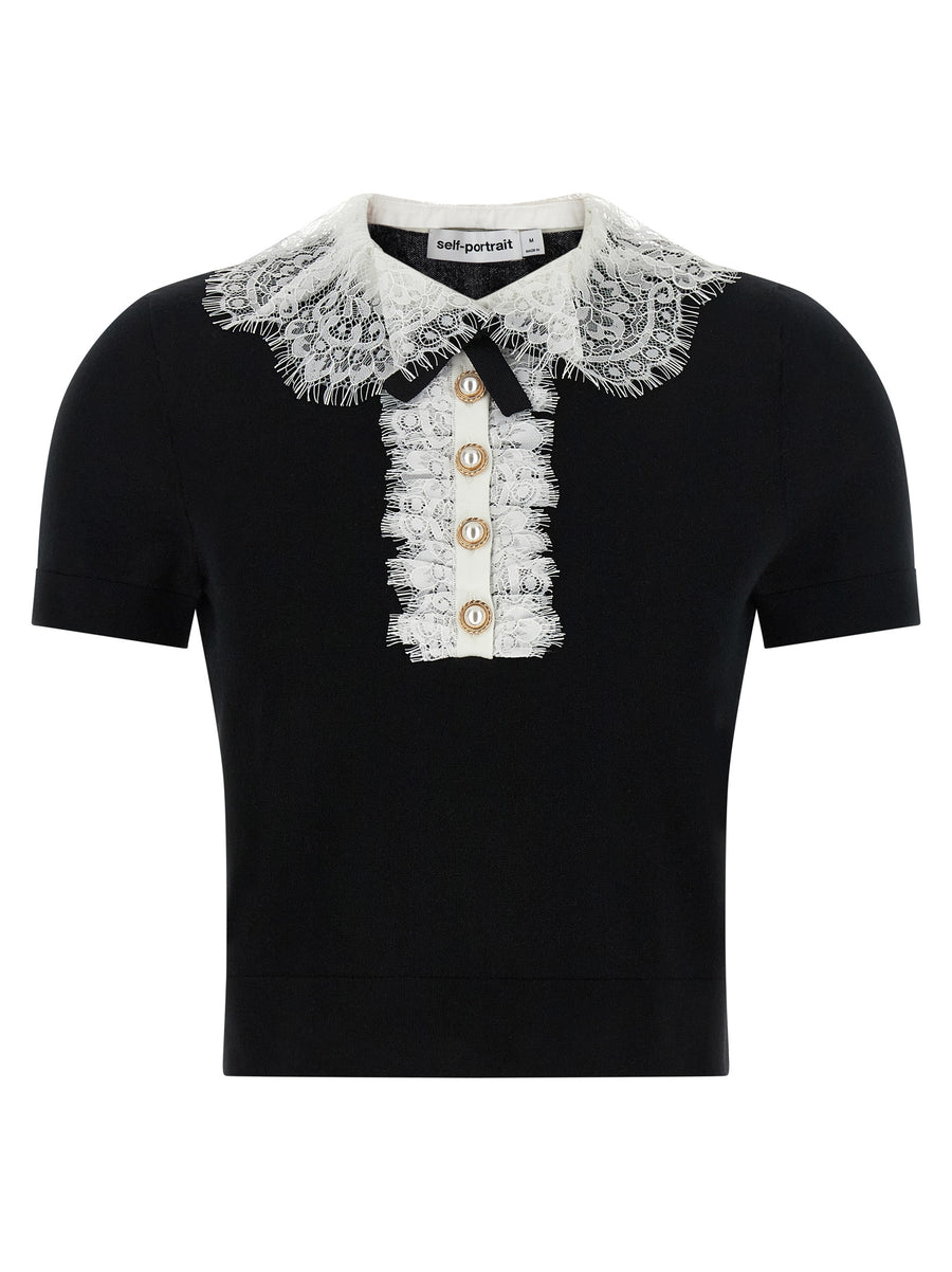 Self-Portrait 100% Wool blouse in black