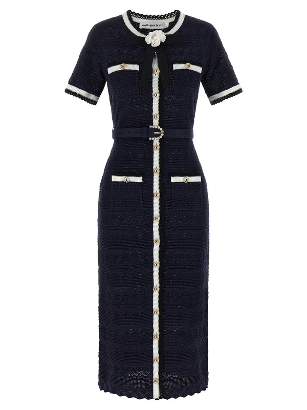 Self-Portrait 65% cotton dress in navy
