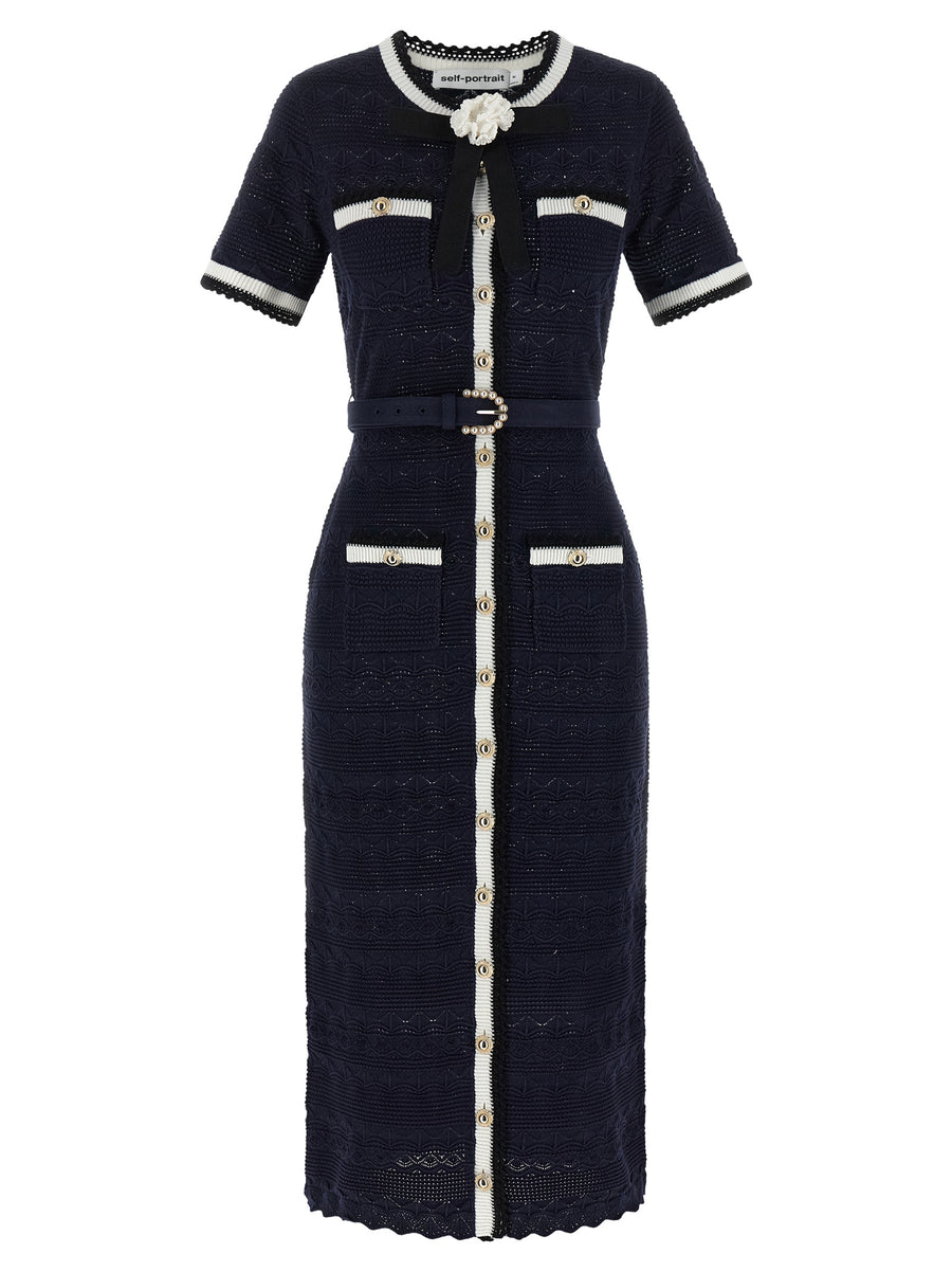 Self-Portrait 65% cotton dress in navy