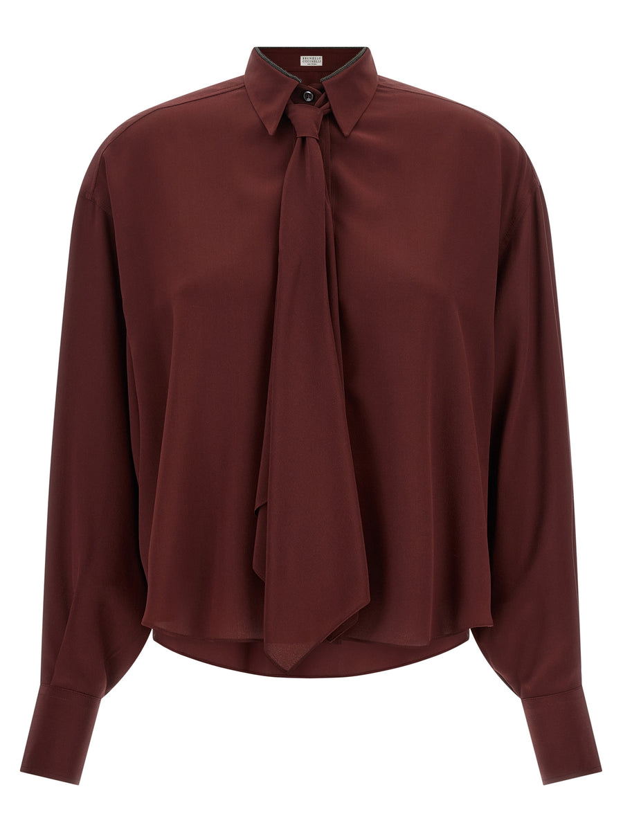 Brunello Cucinelli 100% Silk blouse in bordeaux