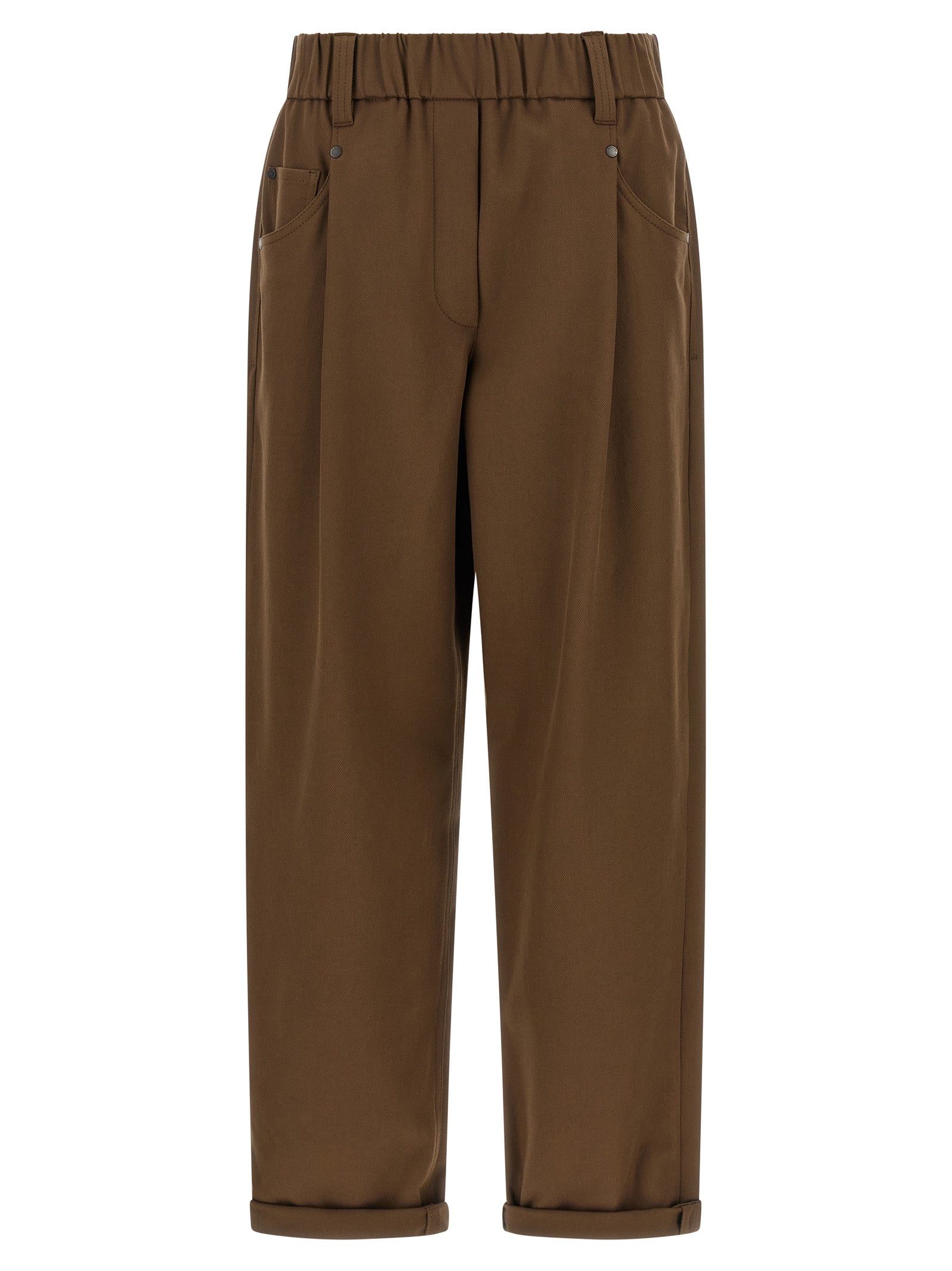 Brunello Cucinelli 97% cotton trousers in brown
