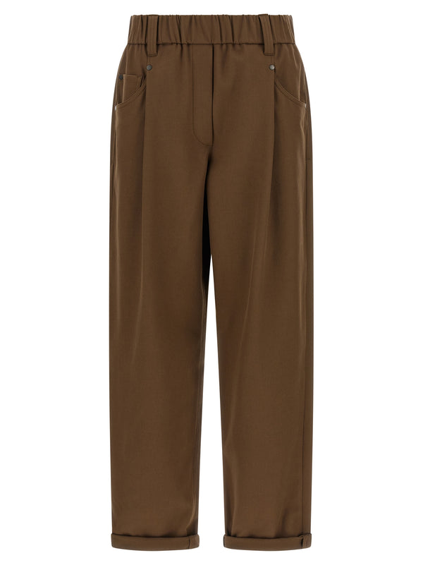 Brunello Cucinelli 97% cotton trousers in brown