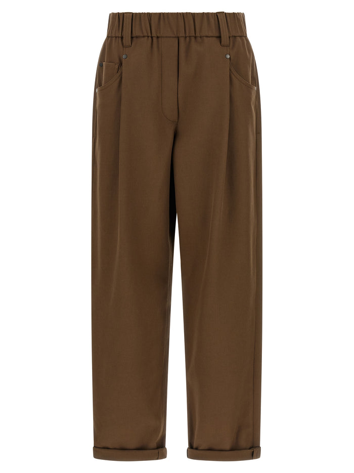 Brunello Cucinelli 97% cotton trousers in brown