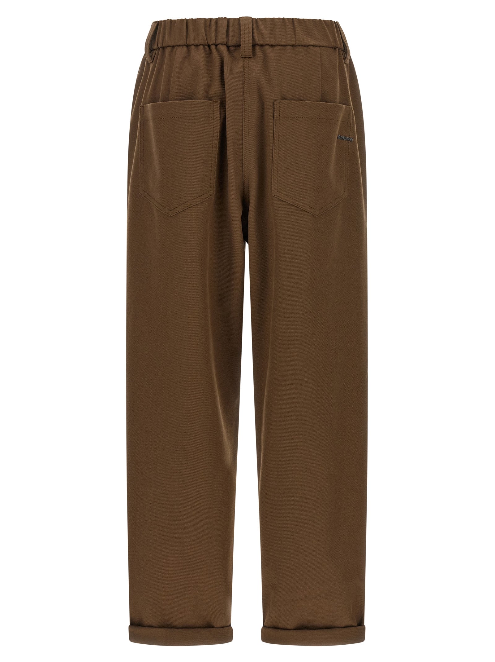 Brunello Cucinelli 97% cotton trousers in brown — view 2