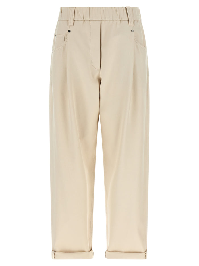 Brunello Cucinelli 97% cotton trousers in beige