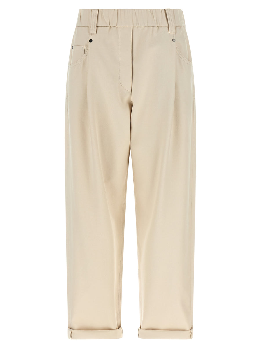 Brunello Cucinelli 97% cotton trousers in beige