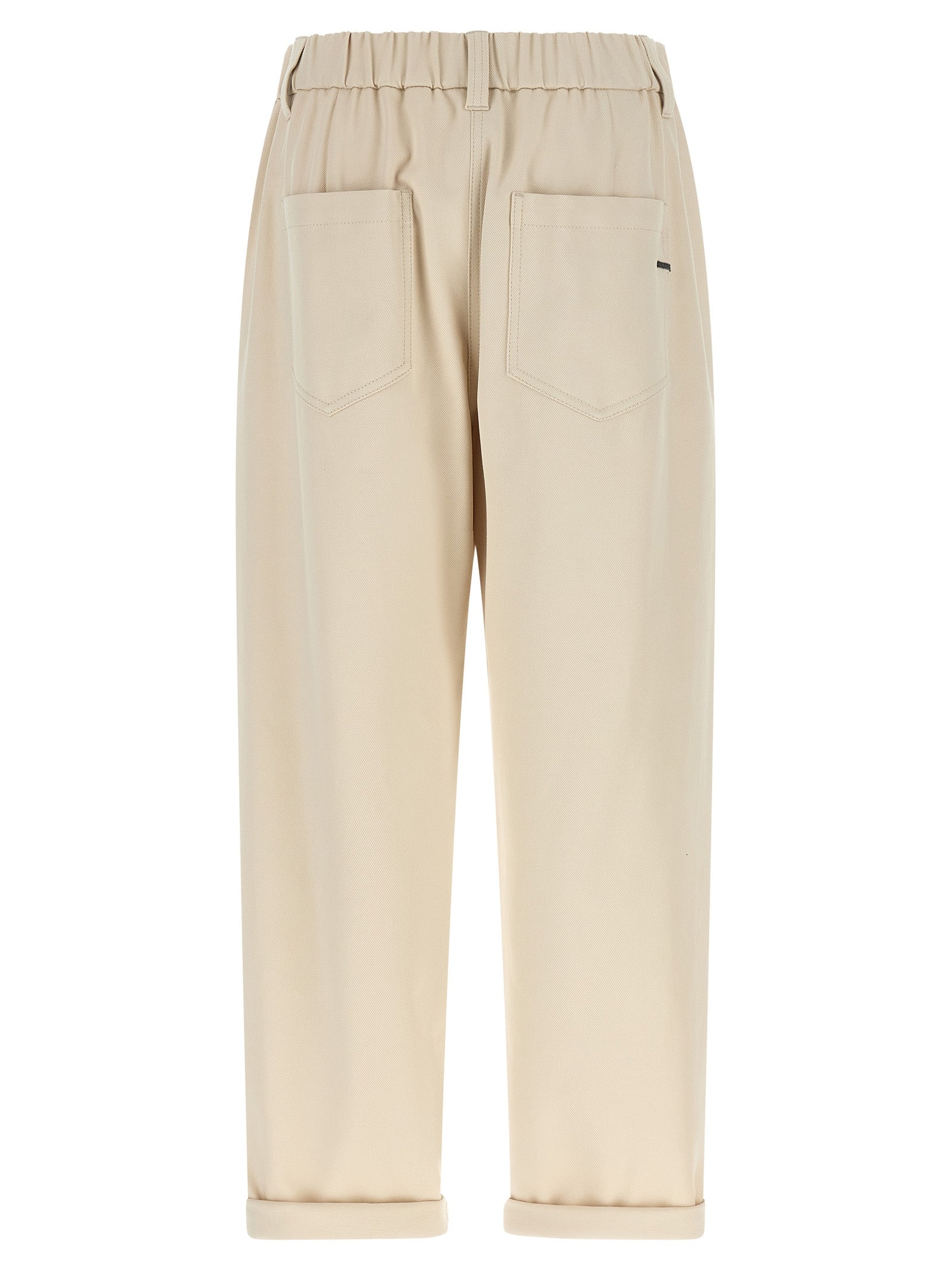 Brunello Cucinelli 97% cotton trousers in beige — view 2