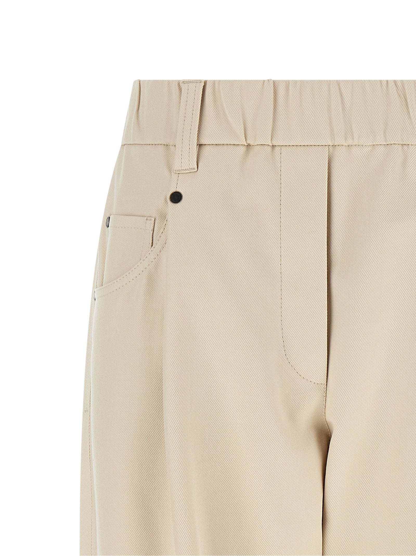 Brunello Cucinelli 97% cotton trousers in beige — view 3