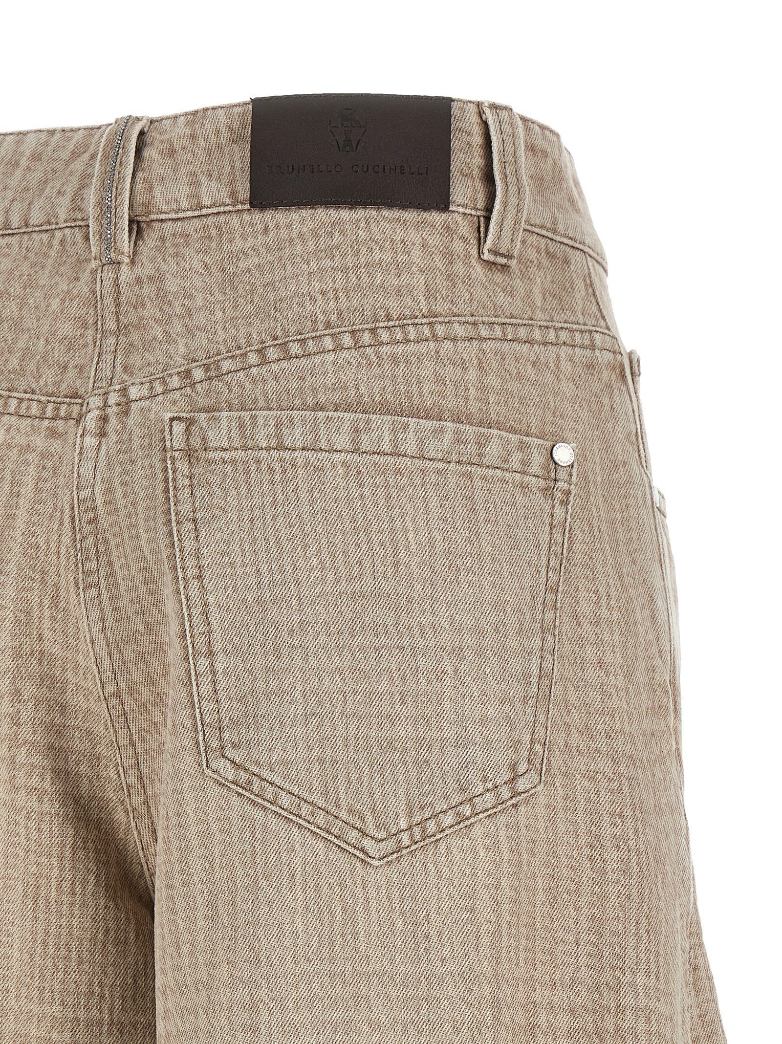 Brunello Cucinelli 100% cotton jeans in beige — view 4