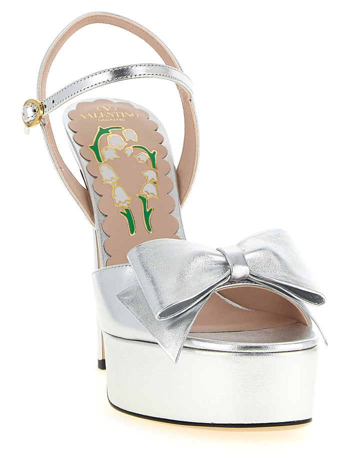 Valentino Garavani 100% leather sandal in silver — view 2