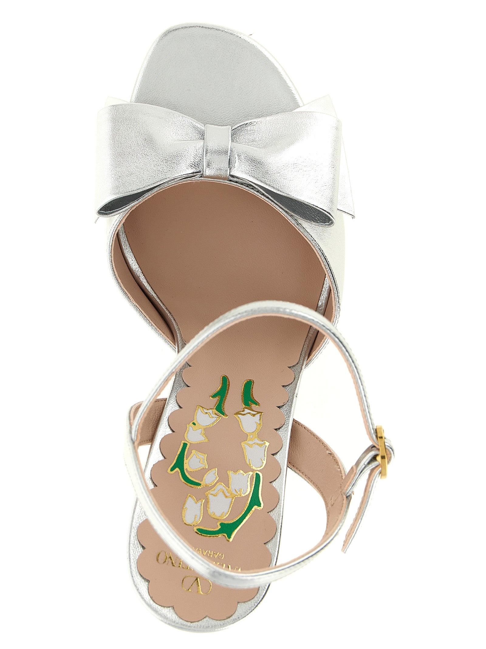 Valentino Garavani 100% leather sandal in silver — view 4