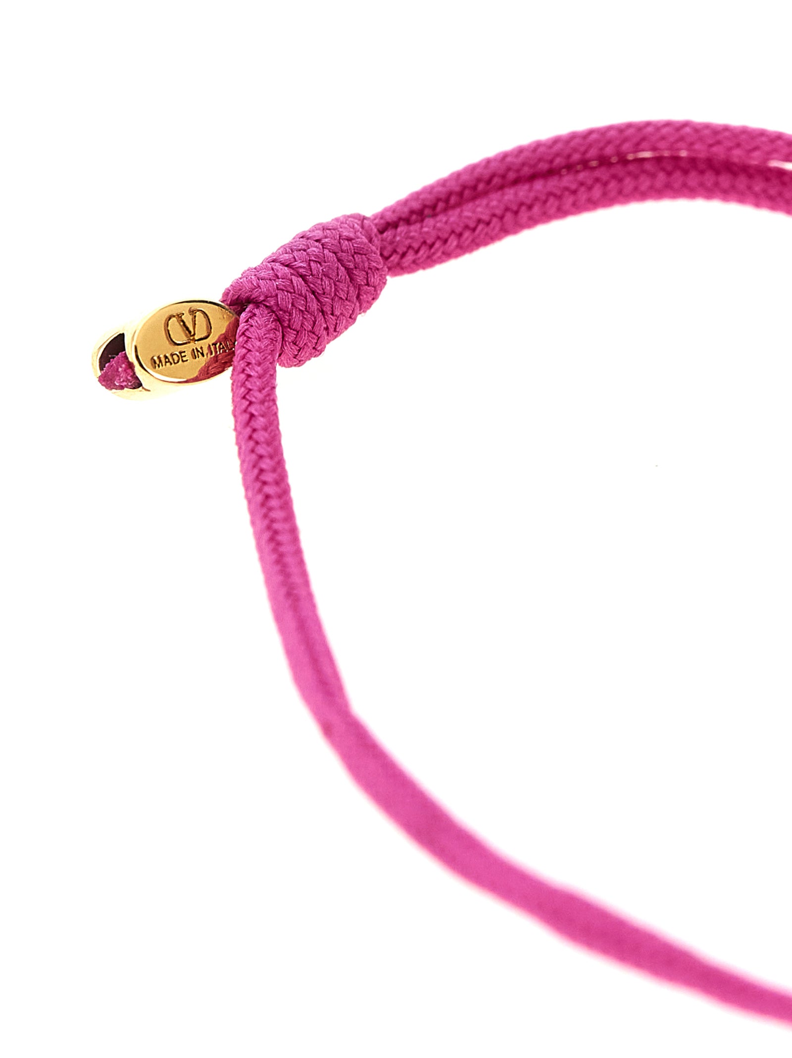 Valentino Garavani 100% polyester cord with gold-plated metal accents bracelet in pink — view 4