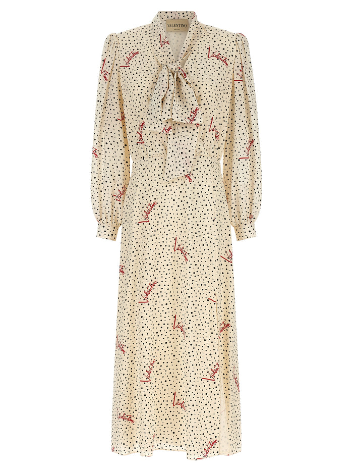 Valentino Garavani 100% silk midi dress in cream