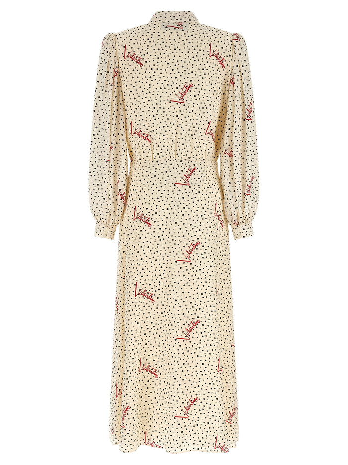 Valentino Garavani 100% silk midi dress in cream — view 2