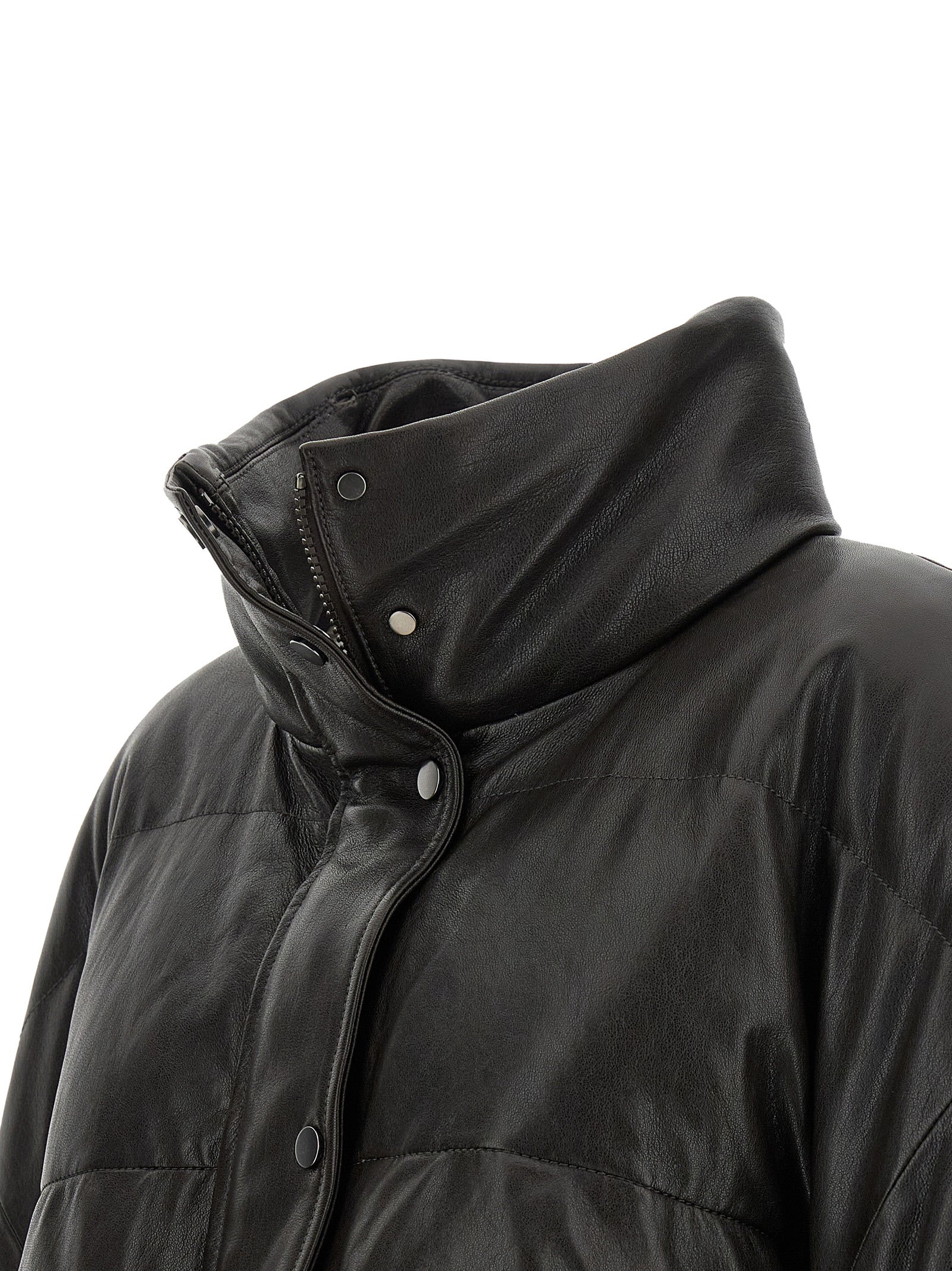 Brunello Cucinelli 100% lamb leather with nylon lining and goose down padding down jacket in brown — view 5
