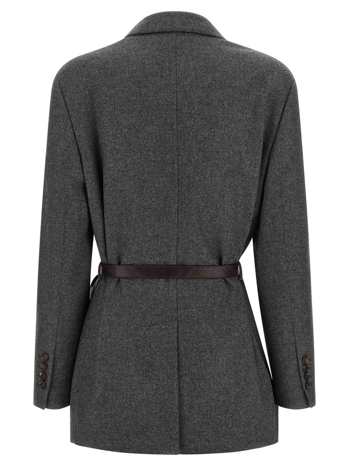 Brunello Cucinelli 95% virgin wool blazer in gray — view 2