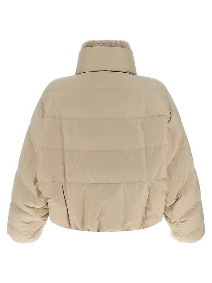 Brunello Cucinelli 54% cotton down jacket in beige — view 2