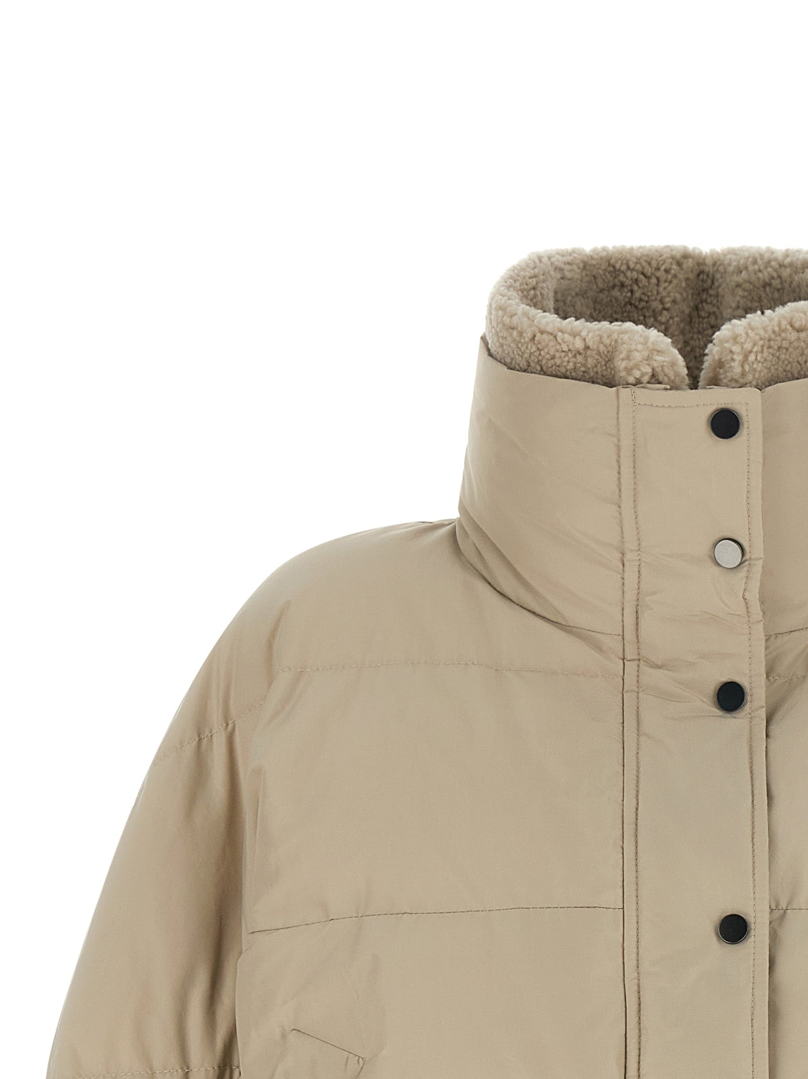Brunello Cucinelli 54% cotton down jacket in beige — view 3