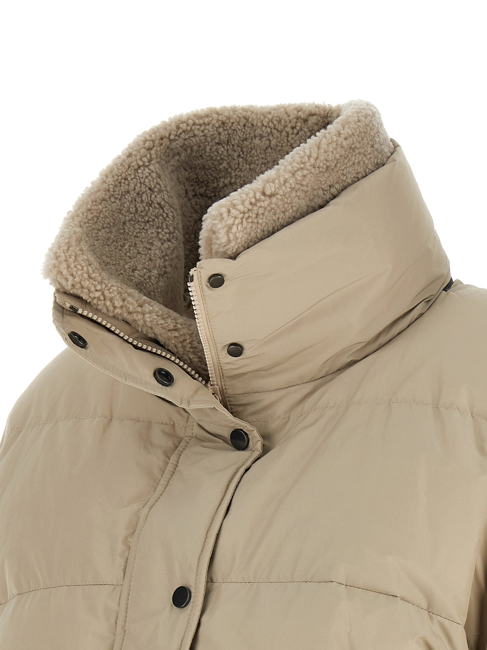 Brunello Cucinelli 54% cotton down jacket in beige — view 4