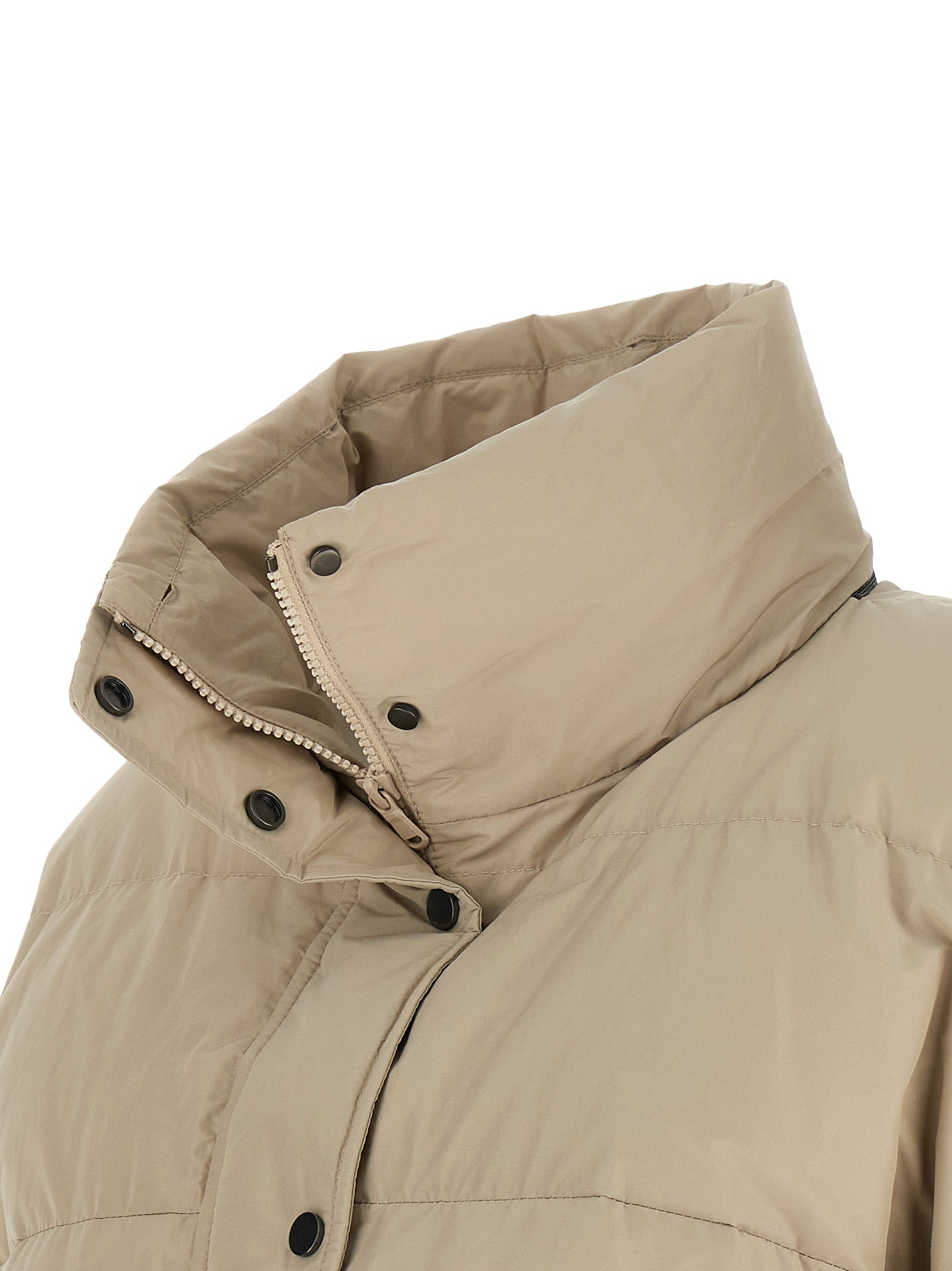 Brunello Cucinelli 54% cotton down jacket in beige — view 5