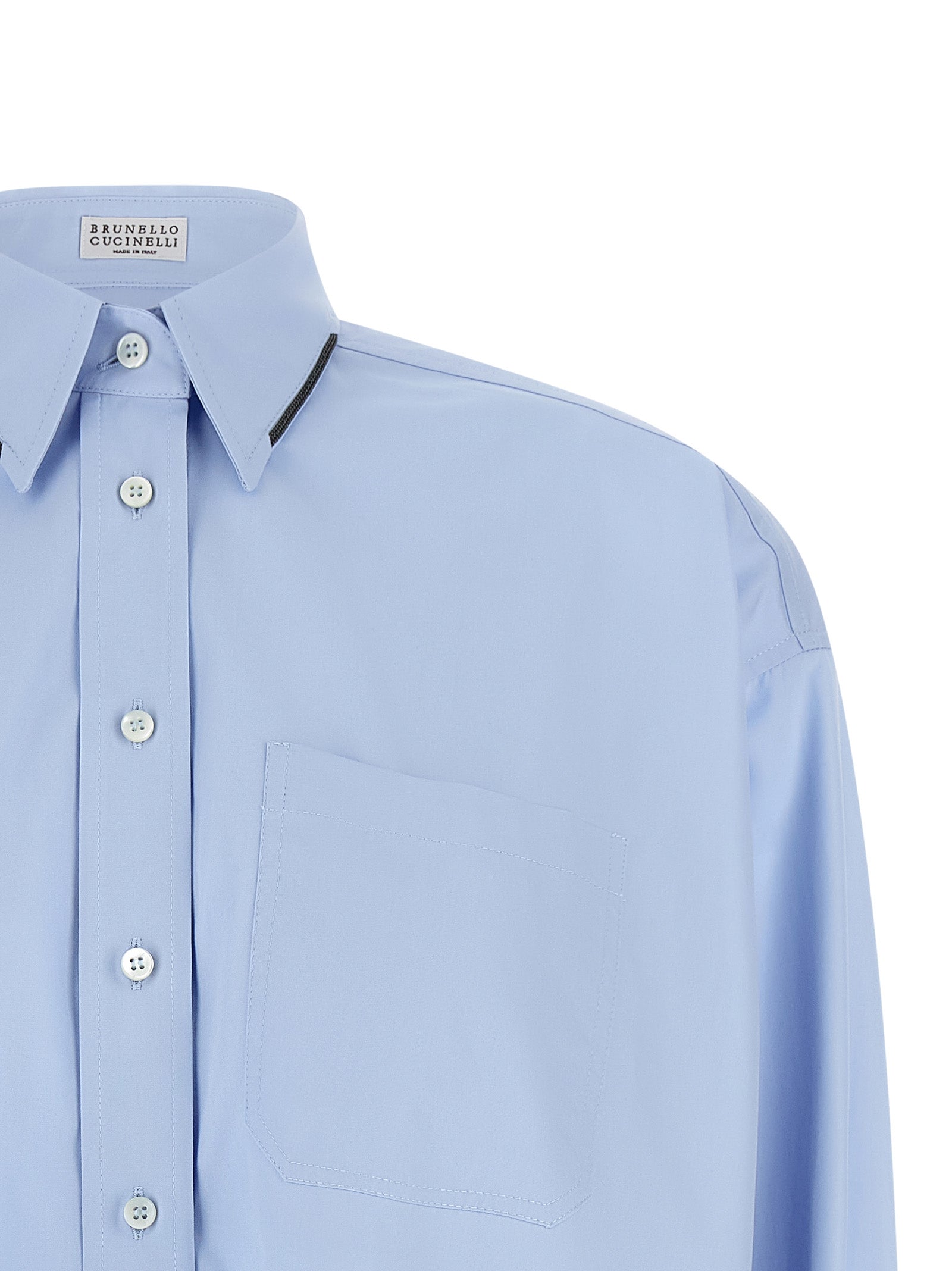 Brunello Cucinelli 100% cotton blouse in blue — view 3