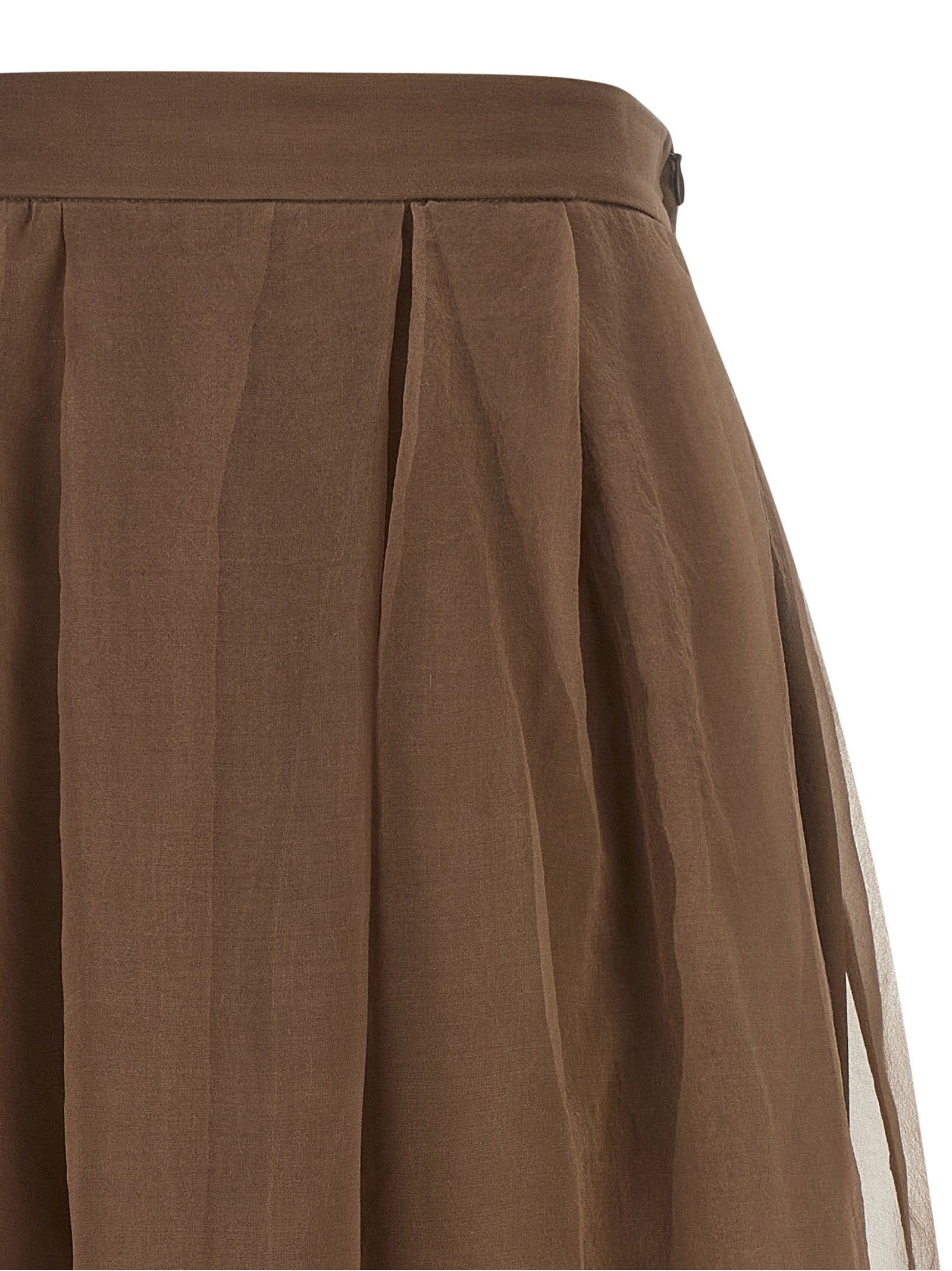Brunello Cucinelli 100% silk; lining: crepe and silk blend skirt in brown — view 3