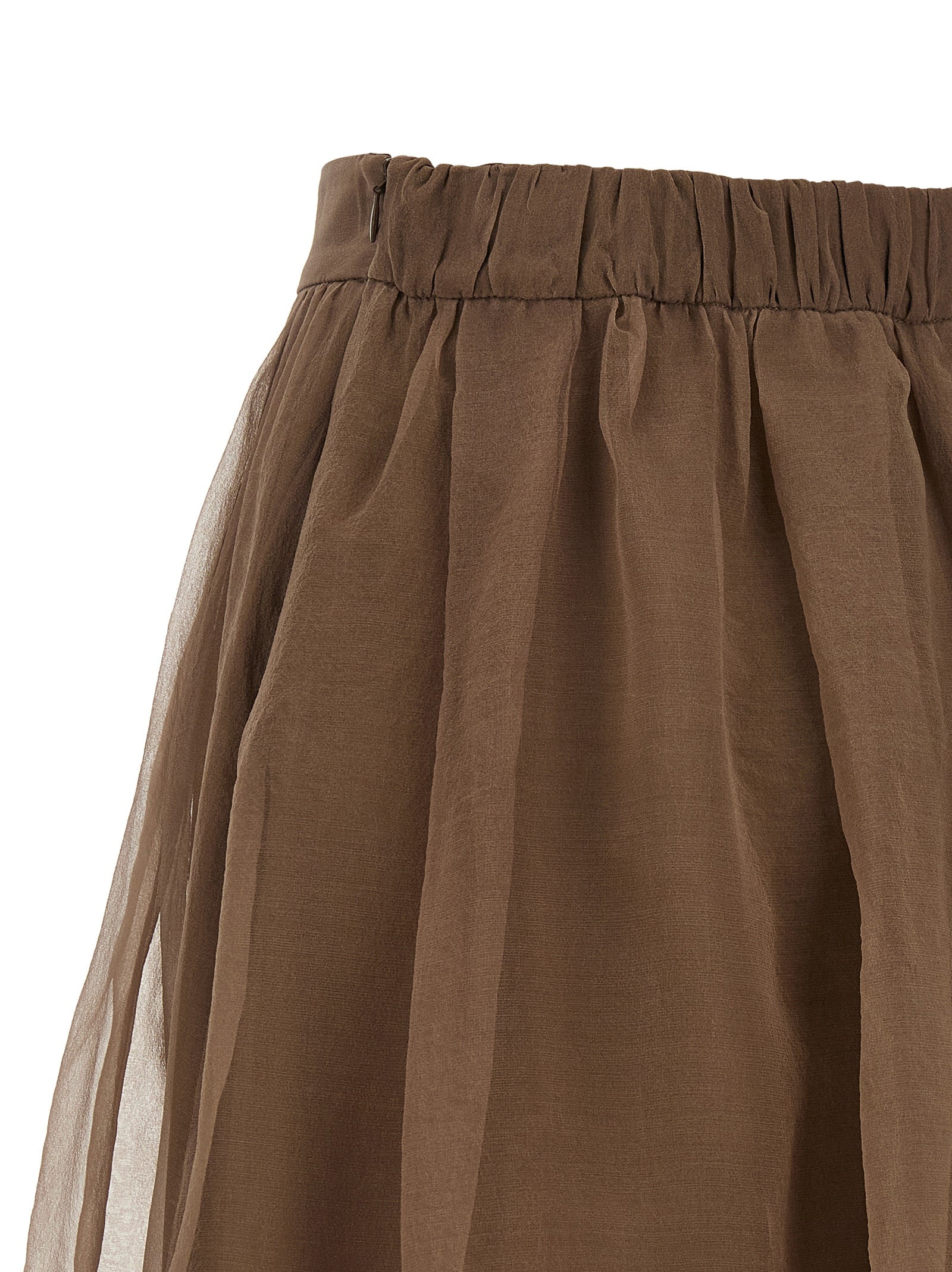 Brunello Cucinelli 100% silk; lining: crepe and silk blend skirt in brown — view 4