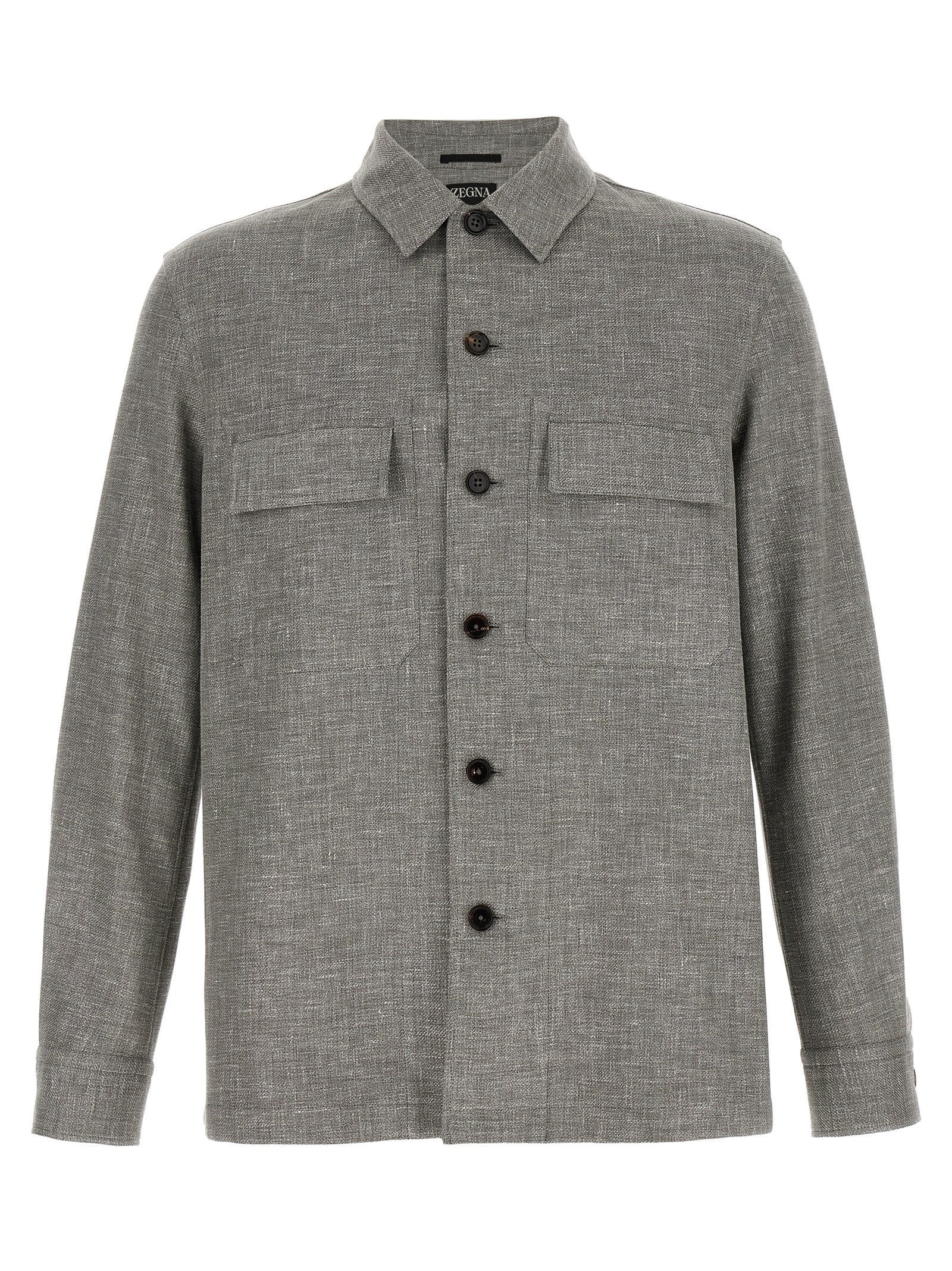 Zegna 46% Linen overshirt in gray