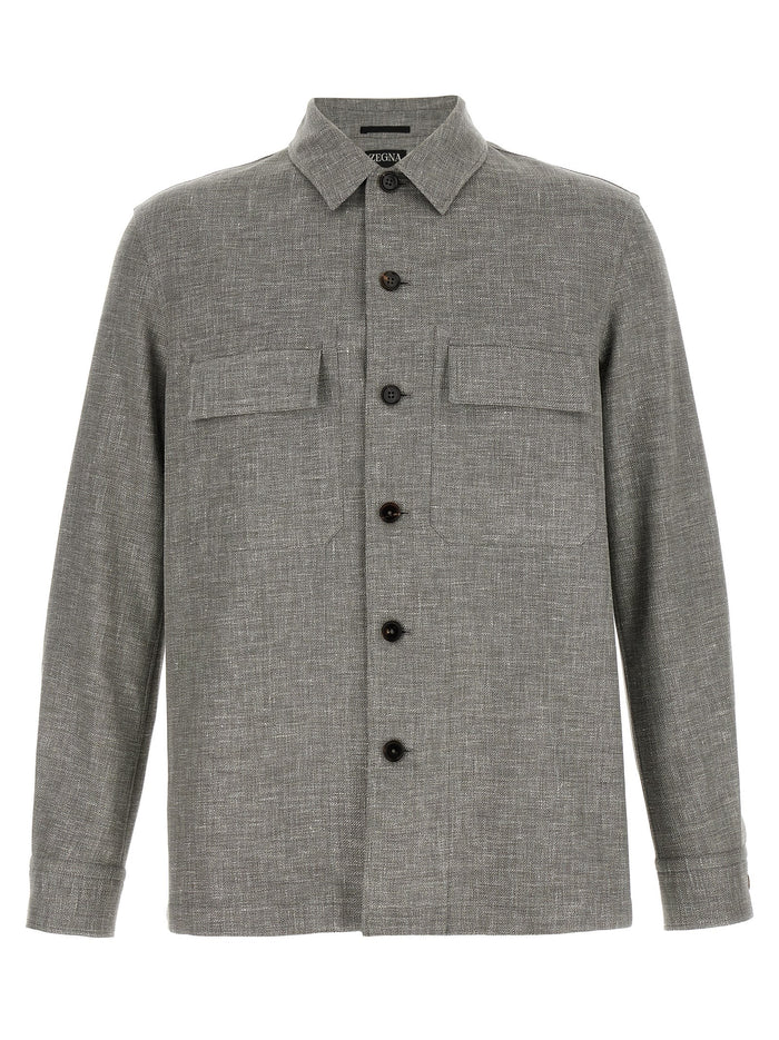 Zegna 46% Linen overshirt in gray