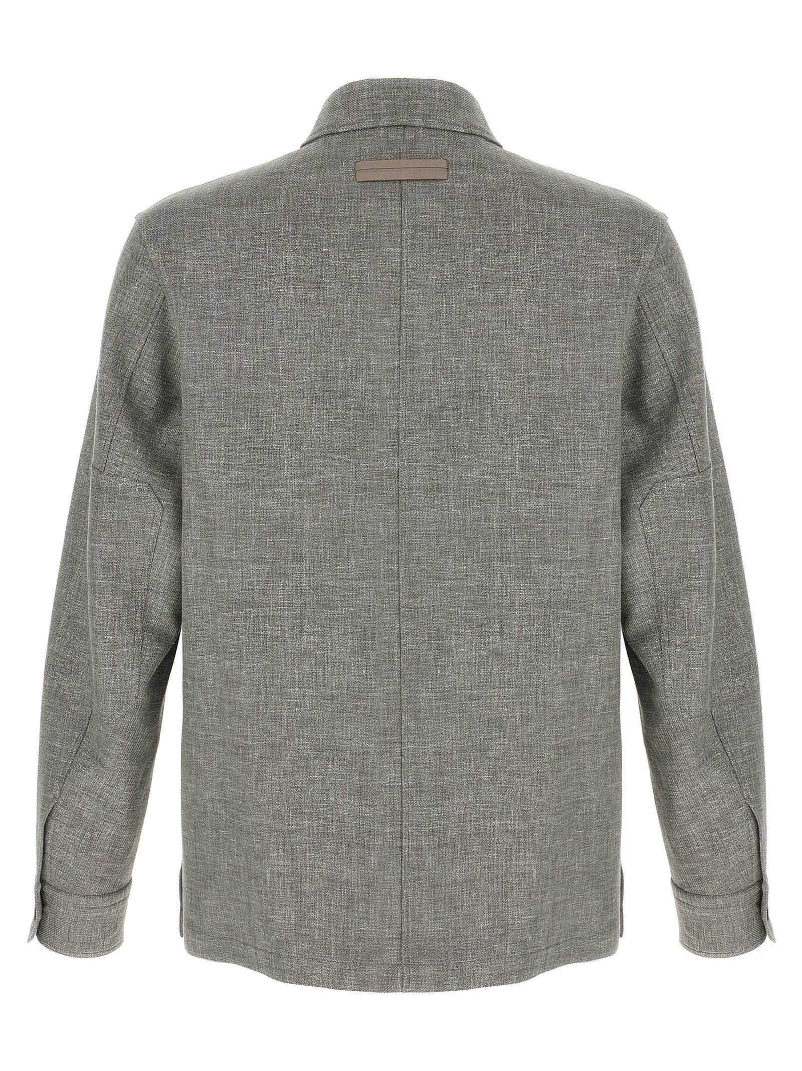 Zegna 46% Linen overshirt in gray — view 2