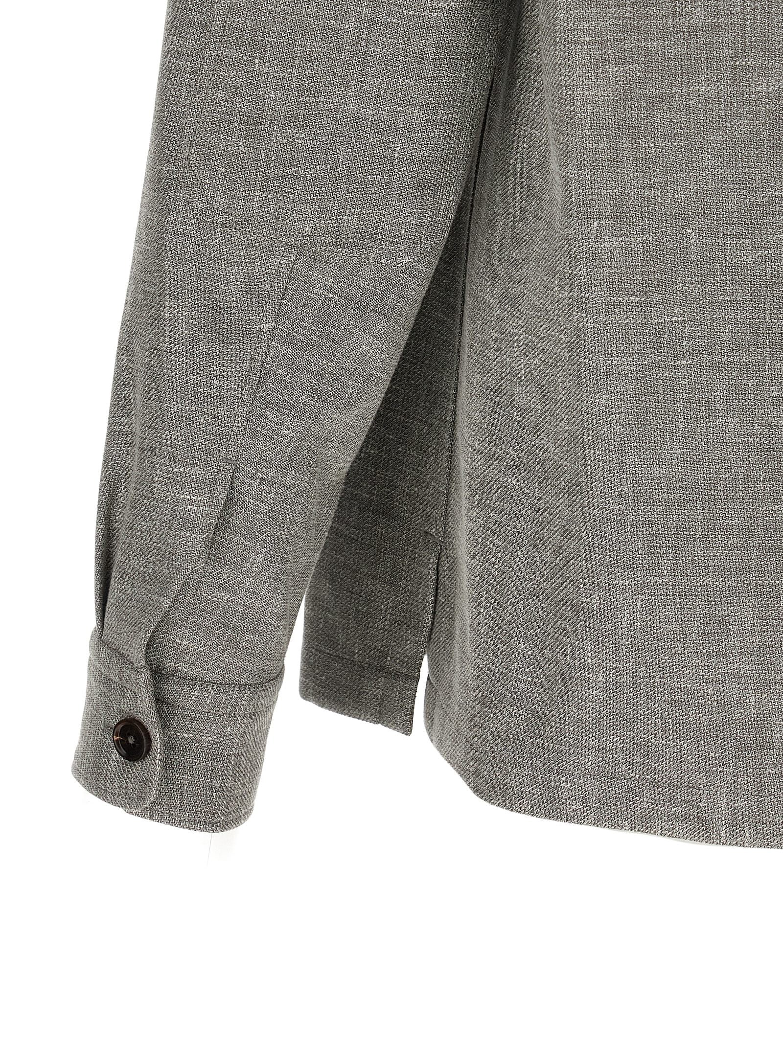 Zegna 46% Linen overshirt in gray — view 4