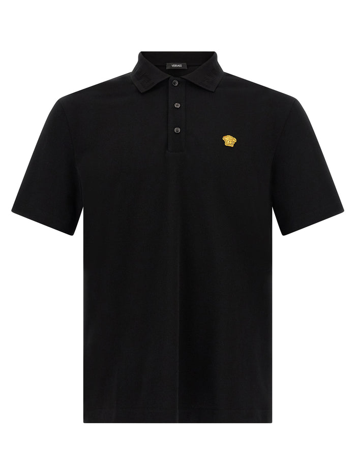 Versace 100% Cotton polo shirt in black