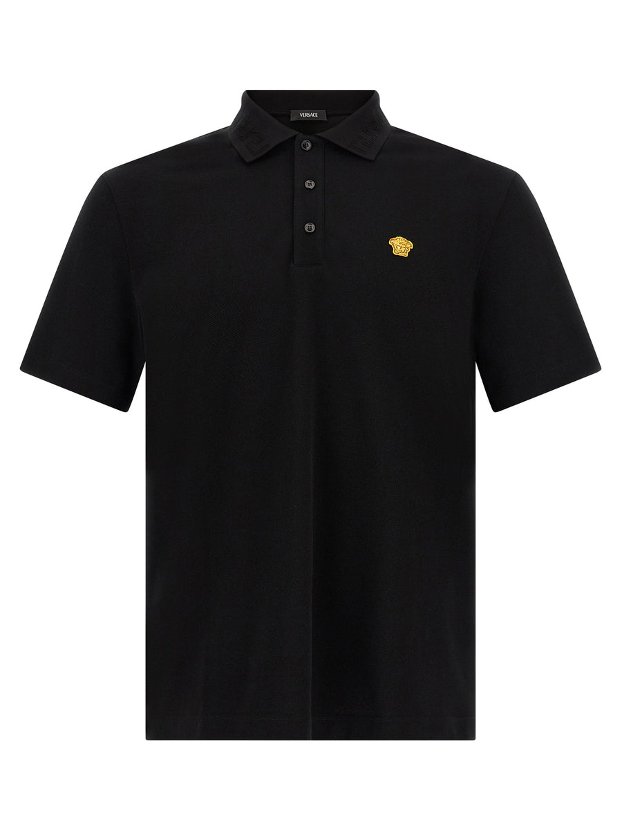 Versace 100% Cotton polo shirt in black