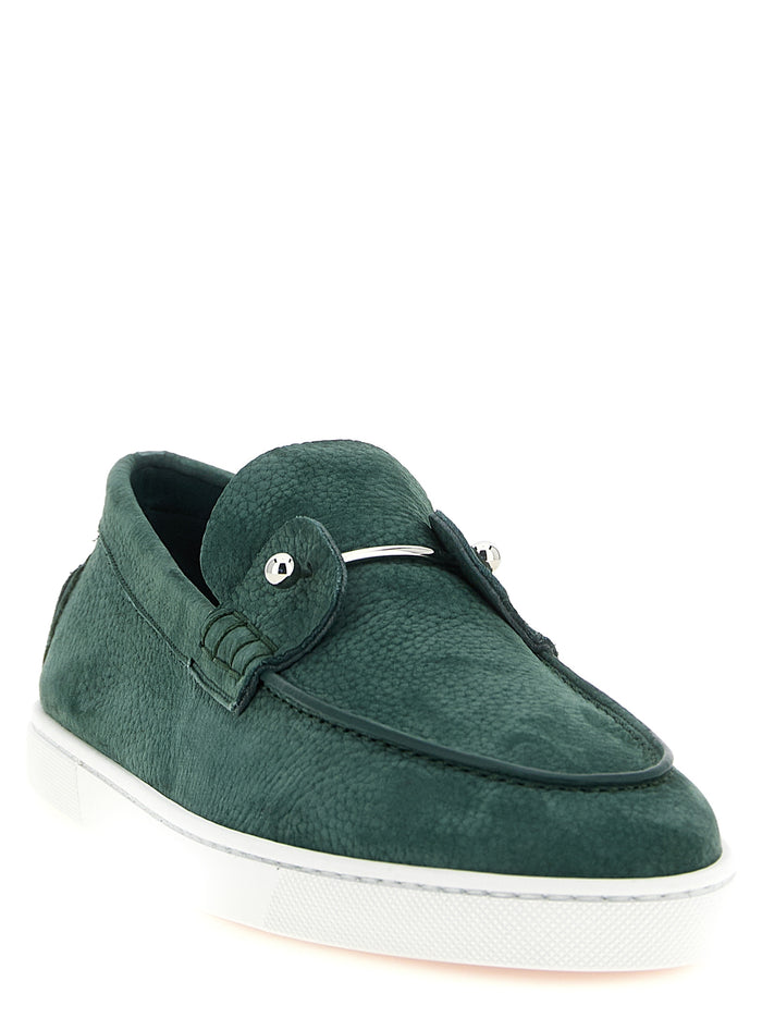 Christian Louboutin 100% calfskin leather loafer in green — view 2