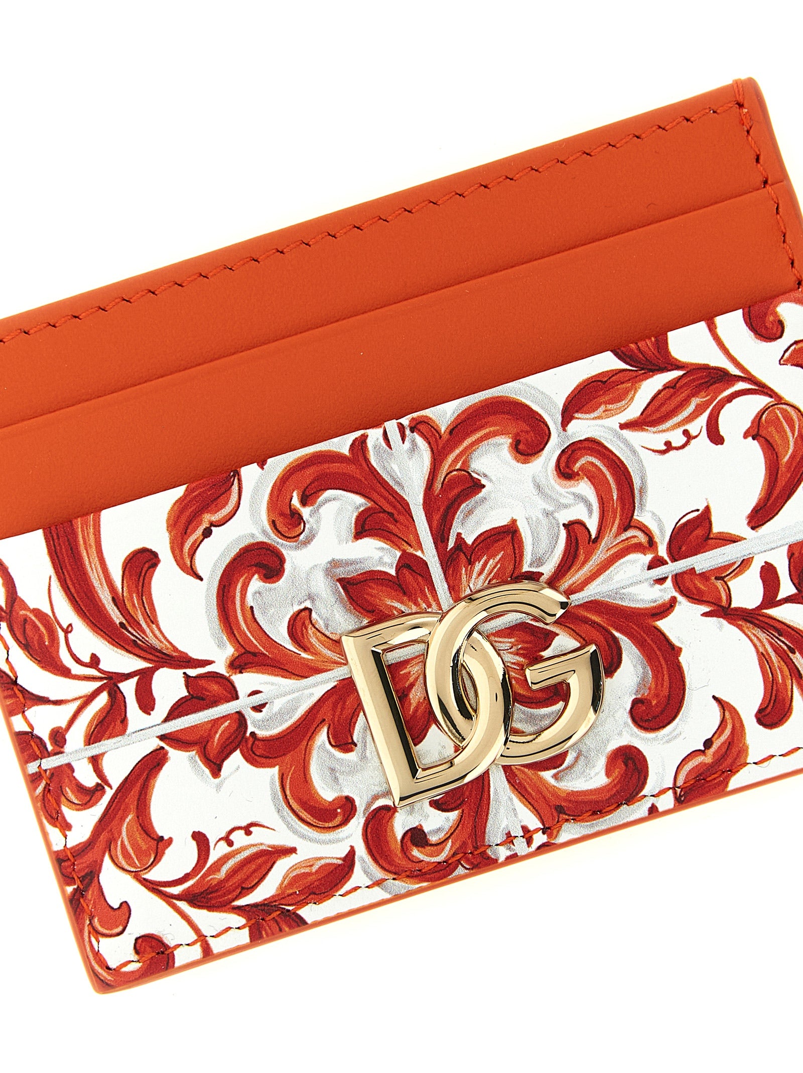 Dolce & Gabbana 100% calfskin leather card case in orange — view 3