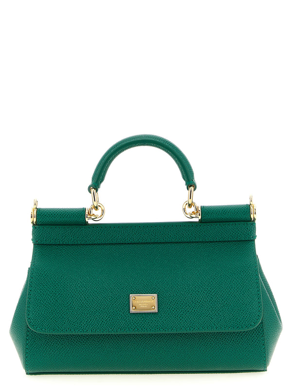 Dolce & Gabbana Calfskin leather top handle bag in green