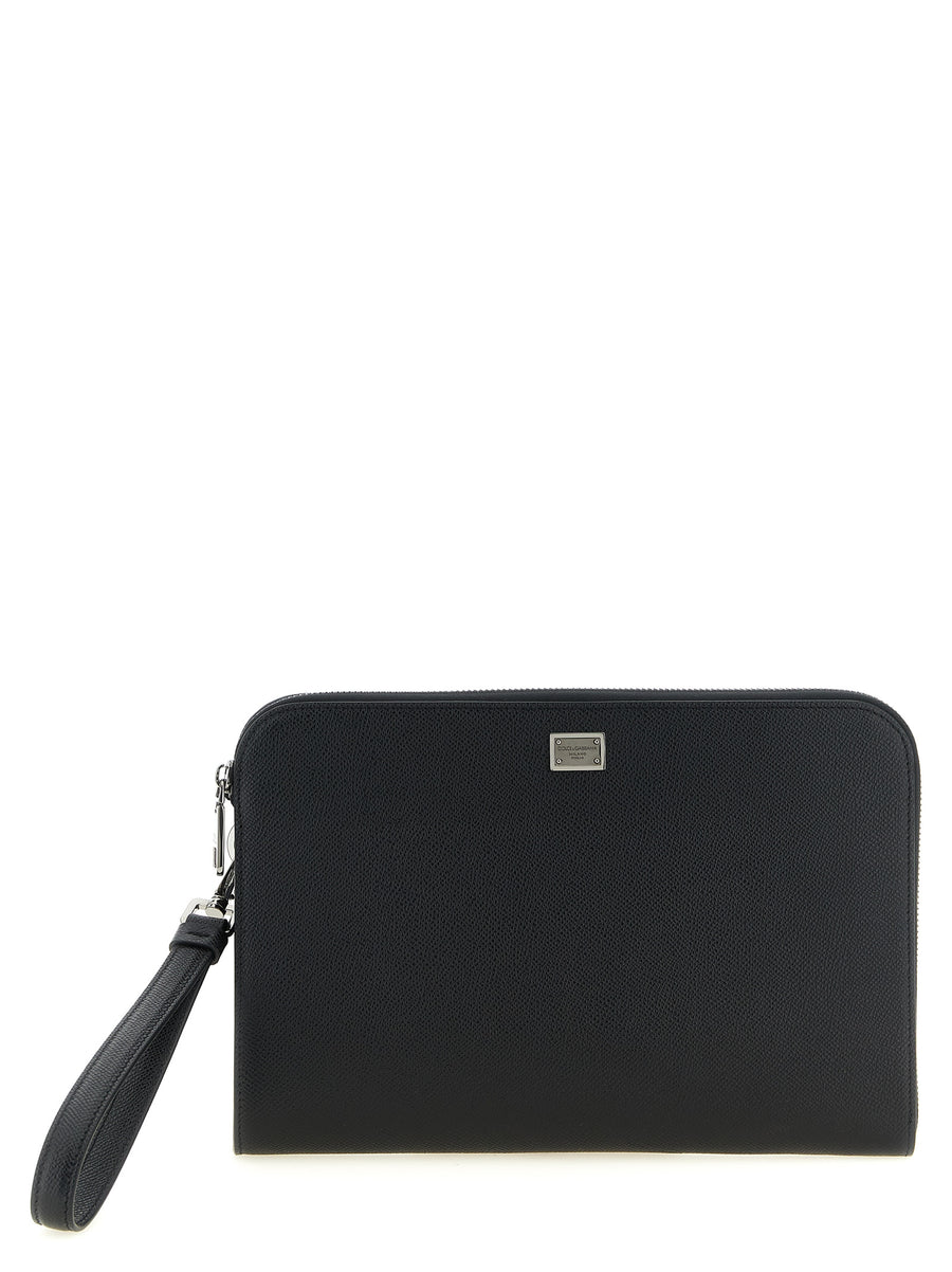 Dolce & Gabbana 100% calfskin leather clutch in black