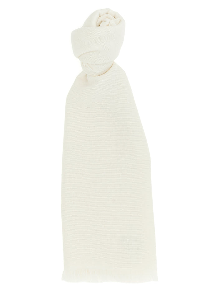 Brunello Cucinelli 70% cashmere scarf in white